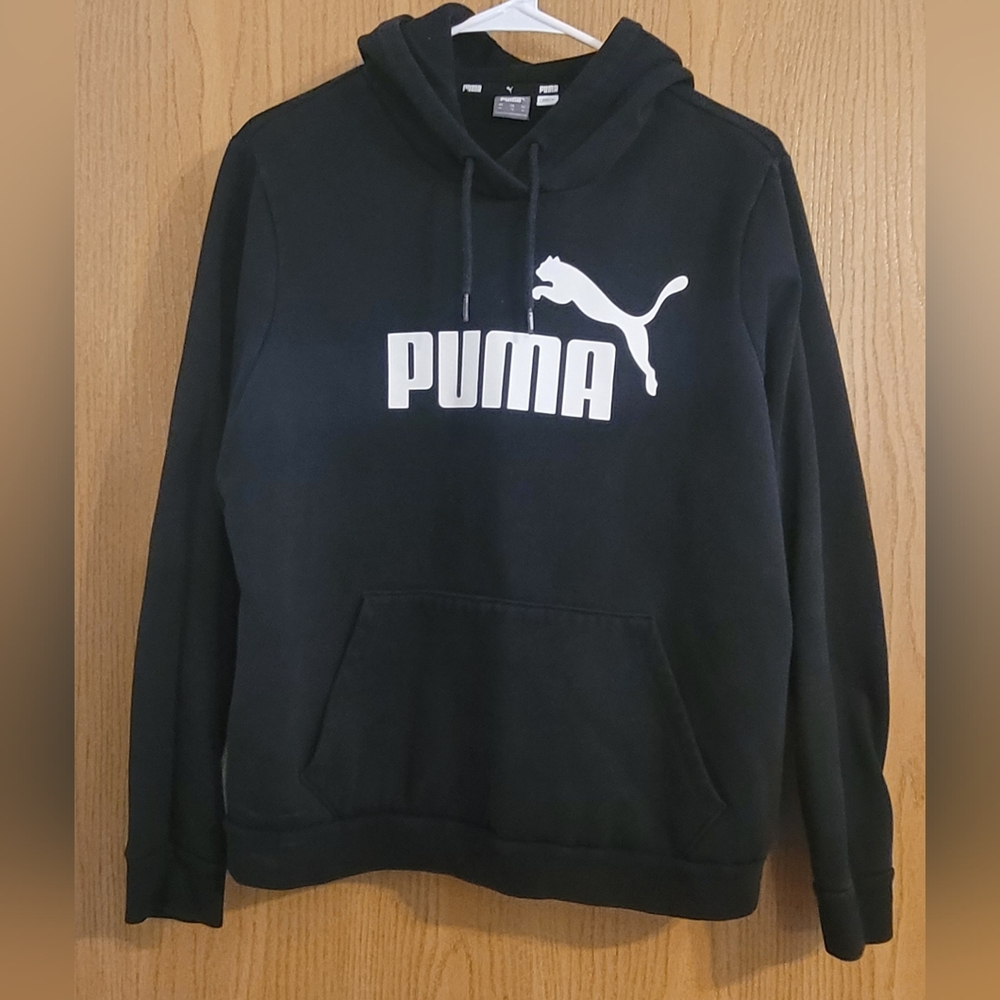 PUMA Women's Black and White Logo Hoodie